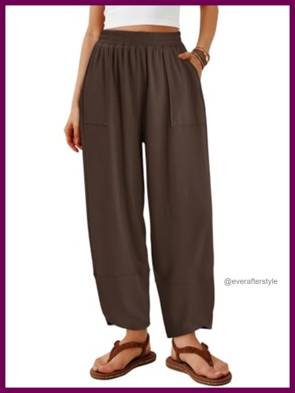 Wide Leg Palazzo Harem Pants High Rise Elastic Waist with Pockets